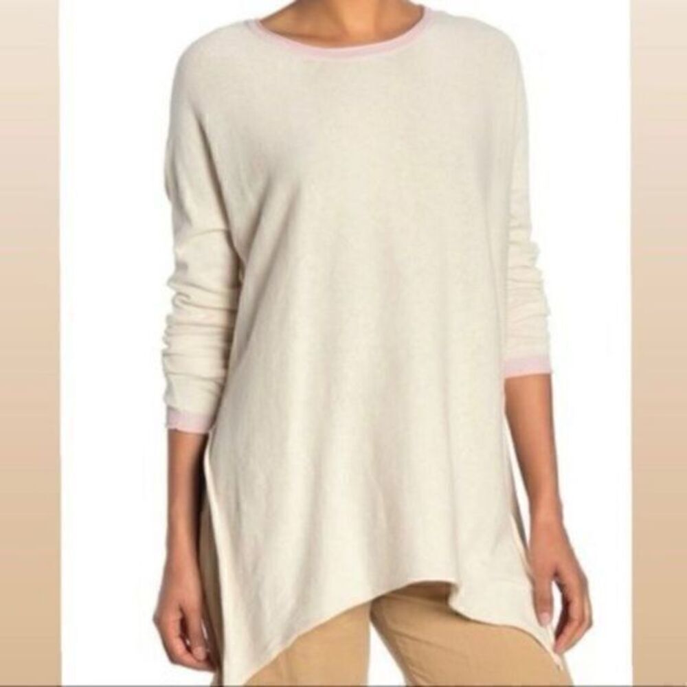 Cloth by Design Nordstrom Knit Sweater Cream Pink Trim Medium